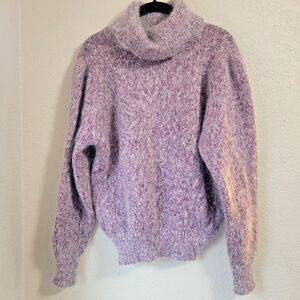 Vintage St. Michael Mohair Blend Sweater Womens Large Turtleneck Fuzzy Purple